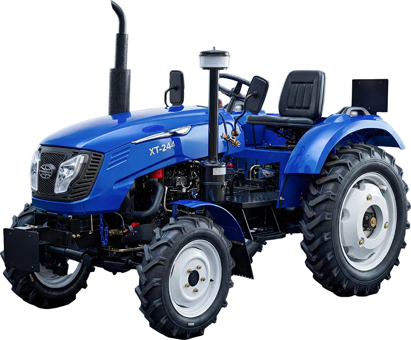 Blue XT-244 25HP 4WD compact tractor manufactured by XT-AGRO, ready for export.